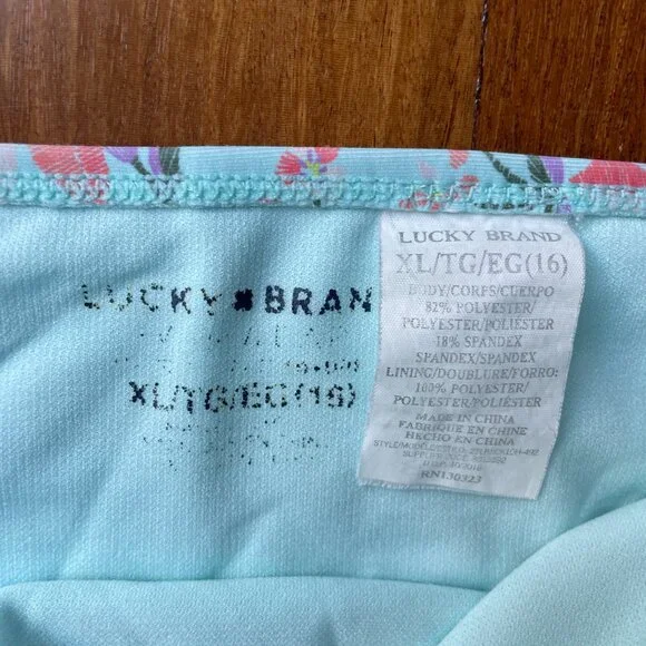 Lucky Brand Youth Girl’s Blue Floral Two Piece Bikini Set Swimwear - Picture 6 of 6